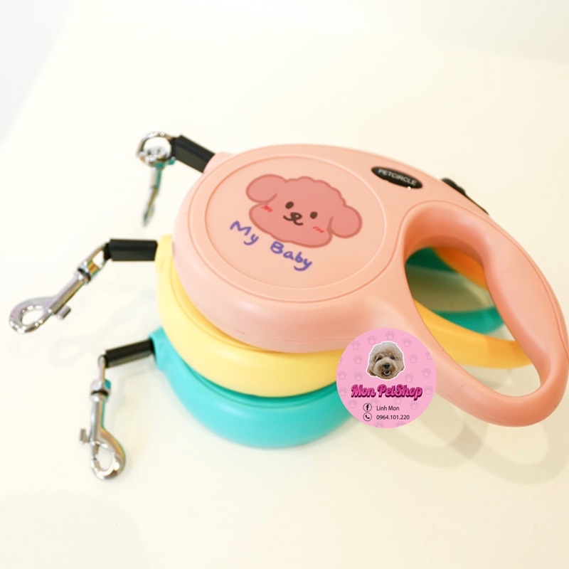 Dây dắt tự động 5M hoạ tiết cún dễ thương