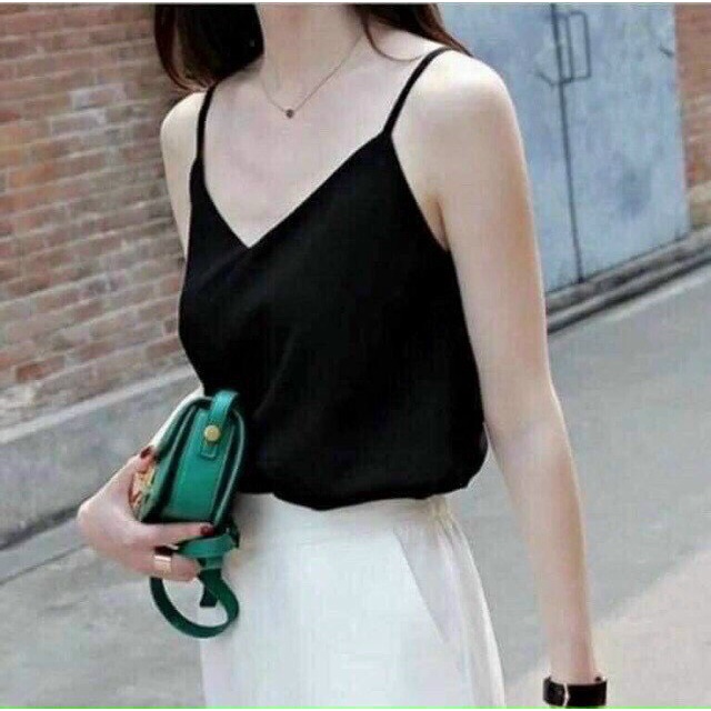 Áo 2 dây lụa cổ tim chất đẹp nhiều màu  -- Hàng loại đẹp