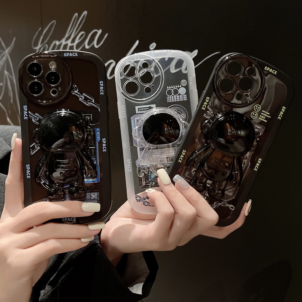 Ốp Điện Thoại Tpu Dẻo Họa Tiết Phi Hành Gia Kèm Giá Đỡ Thời Trang Cho iPhone 13 12 mini 11 Pro xs max xr 7 / 8plus