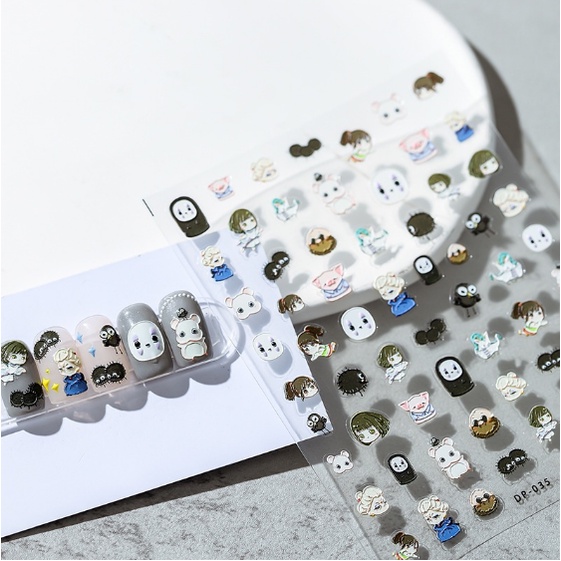 Miếng Dán Trang Trí Móng Tay In Nổi Hình Gấu Pooh Winnie Dễ Thương