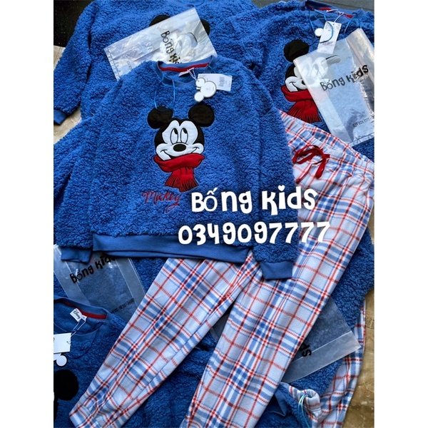 [Mã 2611THTRANG100K hoàn 10% xu đơn 99K] Bộ PJ Lông Cừu Nữ Mickey Xanh Dương OVS