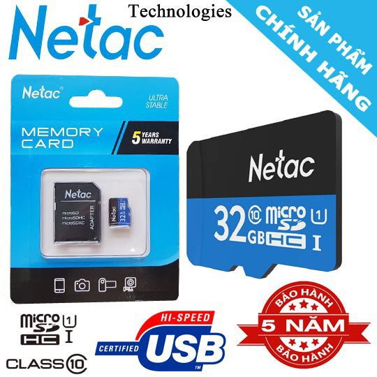 Thẻ nhớ Netac 32Gb chính hãng bảo hành 5 năm