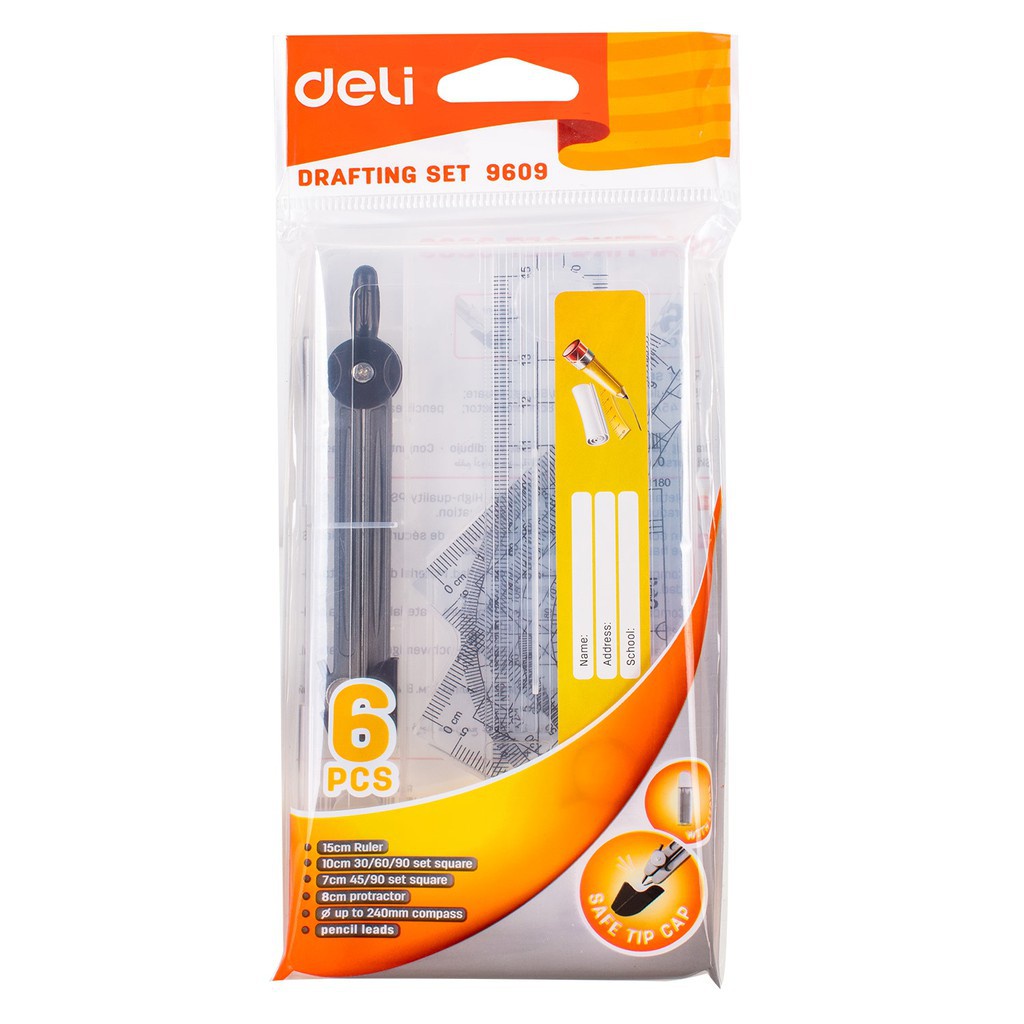 Bộ 6 món thước kẻ, comba - Deli E9609