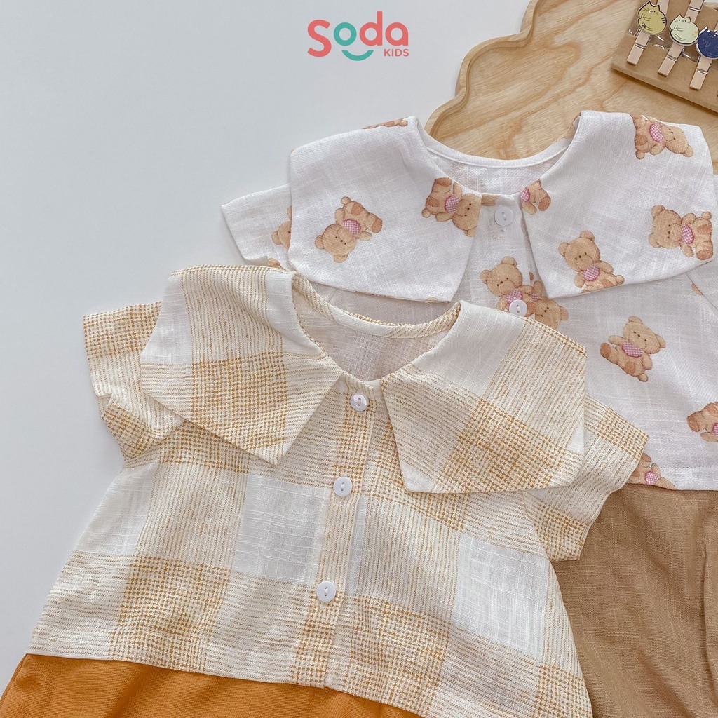 Body cho bé trai, body cho bé gái SODA KIDS họa tiết gấu, kẻ xinh xắn