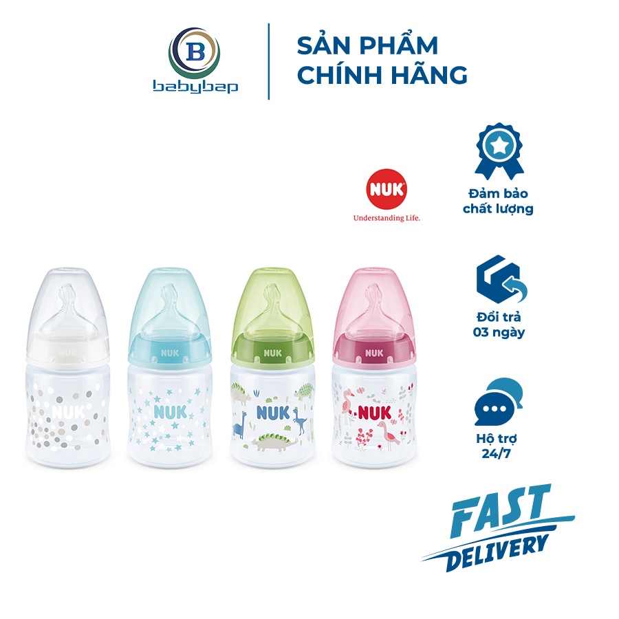 Bình Sữa NUK Premium Choice Nhựa PP 150ml/300ml Núm Ti Có 1 Lỗ Tiết Sữa