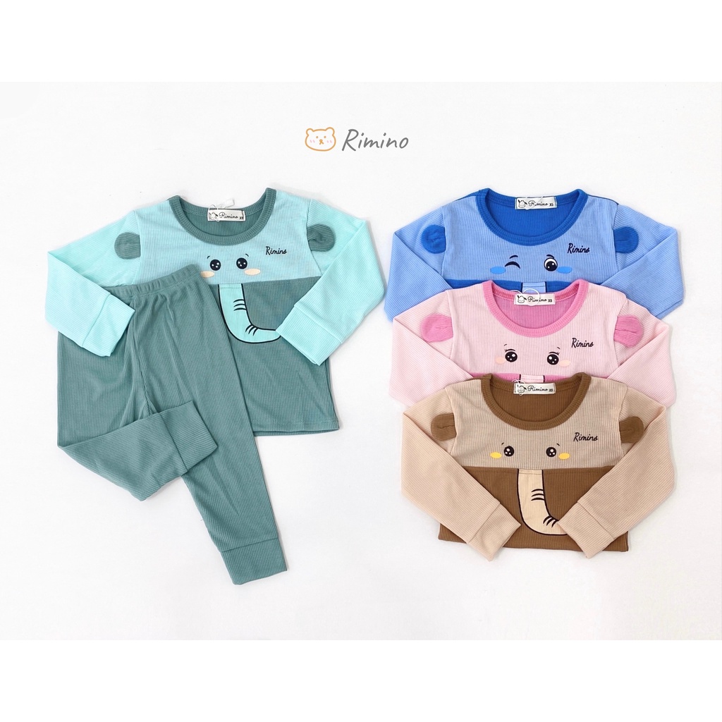 [SALE] Bộ Quần Áo Bé Gái, Bé Trai MIMONRI Vải Thun Gân Voi Con Tai Thú,  Đồ Bộ Cho Bé Mặc Nhà Thu Đông KWTD2220