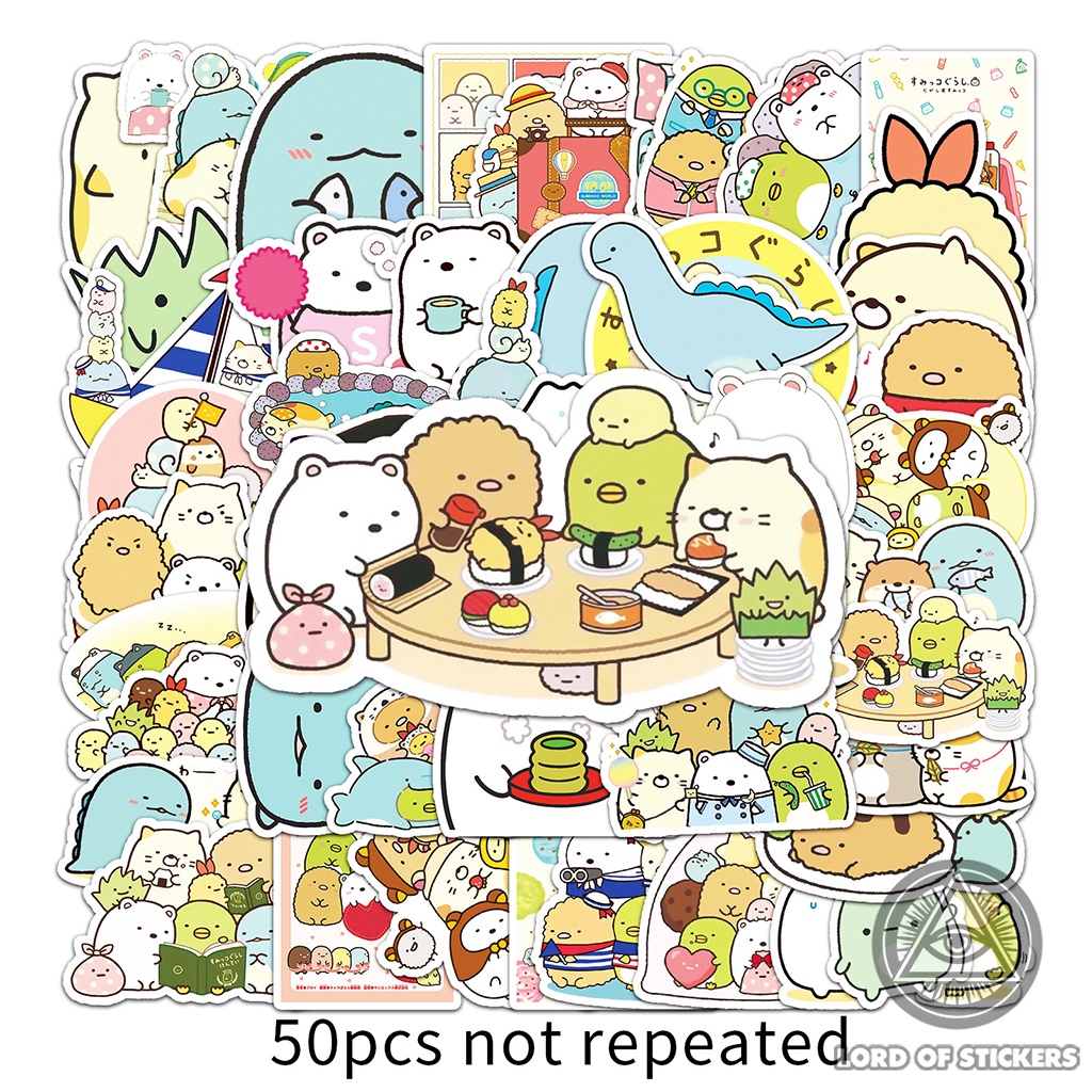 Set 50 Miếng Dán Nhân Vật Hoạt Hình Corner Creature Sticker Cute Chống Thấm Nước Trang Trí Mũ Bảo Hiểm, Ván Trượt, Sổ