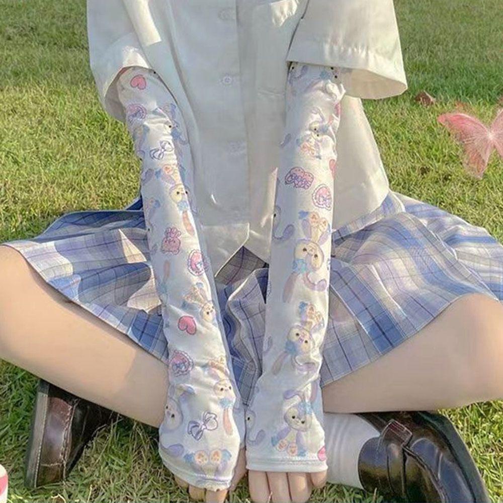 Găng Tay Lái Xe Mỏng Co Giãn Chống Tia UV In Họa Tiết Hoạt Hình Melody