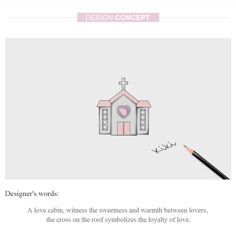 Mặt Trang Sức Chính Hãng Bamoer SCC1810 Bằng Bạc 925 100% Hình Nhà Cưới Ngọt Ngào Lãng n Tự Làm Vòng Tay