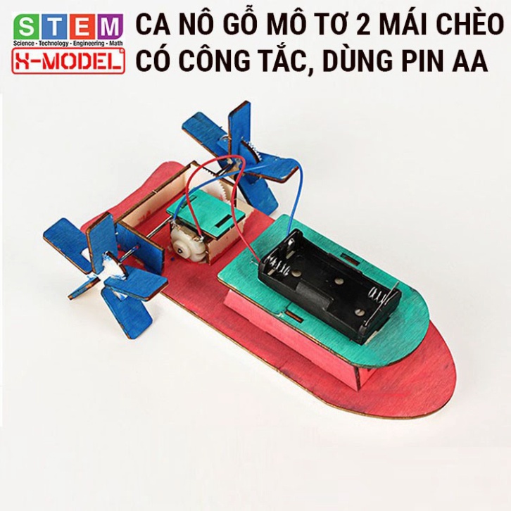 H67 Đồ chơi thông minh STEM Ca nô gỗ mô tơ mái chèo X-MODEL ST68 đi được trên nước cho bé, Đồ chơi trẻ thơ 4 GU14