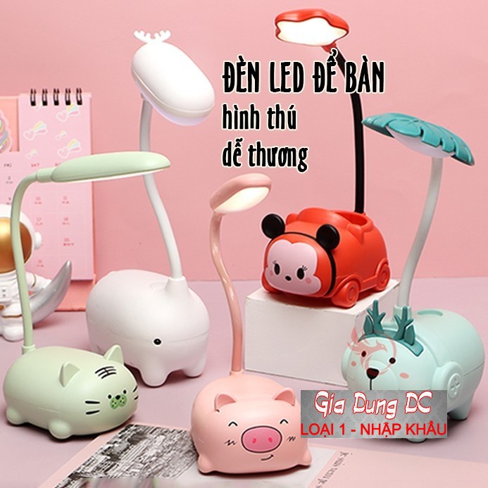 [Hàng loại 1] 10 mẫu - Đèn học để bàn mini hình thú siêu dễ thương, đèn led mini để bàn tích điện tiện lợi