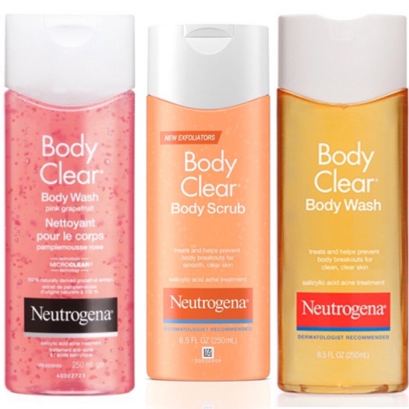 Sữa tắm sạch mụn và tẩy tế bào chết da Neutrogena Body Clear 250ml Hàng authentic