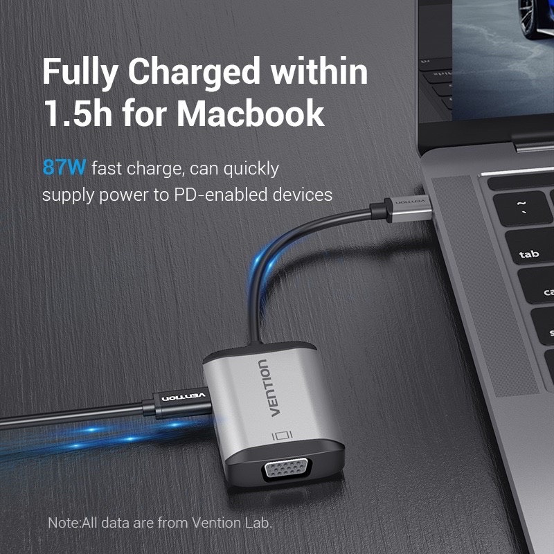 “Chính Hãng” Đầu Hub Vention chuyển cổng USB C sang HDMI VGA USB C 4K 1080P tương thích MacBook Pro iPad Pro 2018 Dell