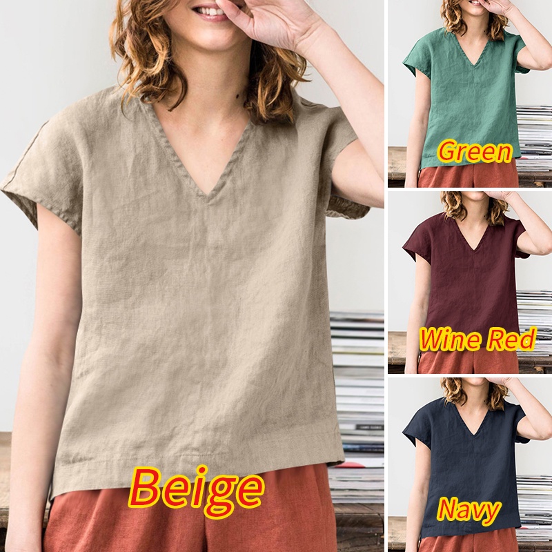 Áo kiểu ZANZEA cho tay dài cổ chữ V màu trơn phong cách cổ điển