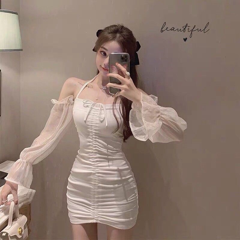 [VÁY BODY MÀU TRẮNG TRỄ VAI ĐỘC LẠ] - Hàng Quảng Châu