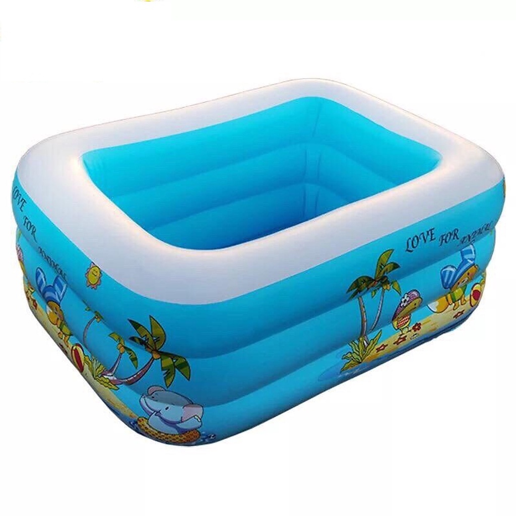 ]Bể Bơi Phao Cho Bé trong nhà 3 tầng 1m5 hình chữ nhật 150x110x48 họa tiết ngộ nghĩnh bồn tắm hơi cho bé
