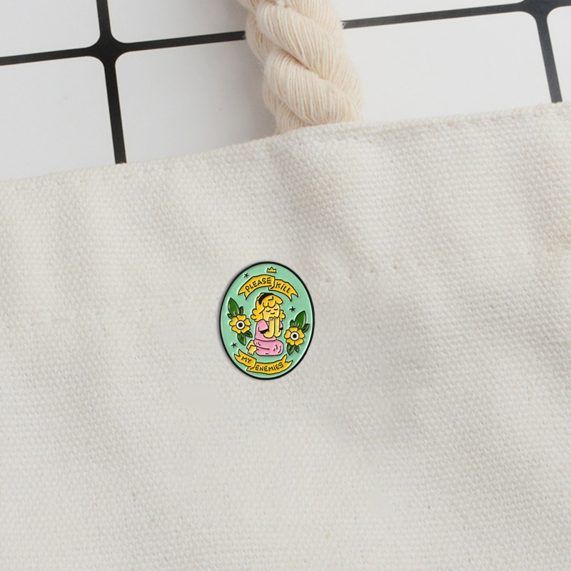 Ghim Cài Áo In Chữ Please Kill My Enemies Ngộ Nghĩnh
