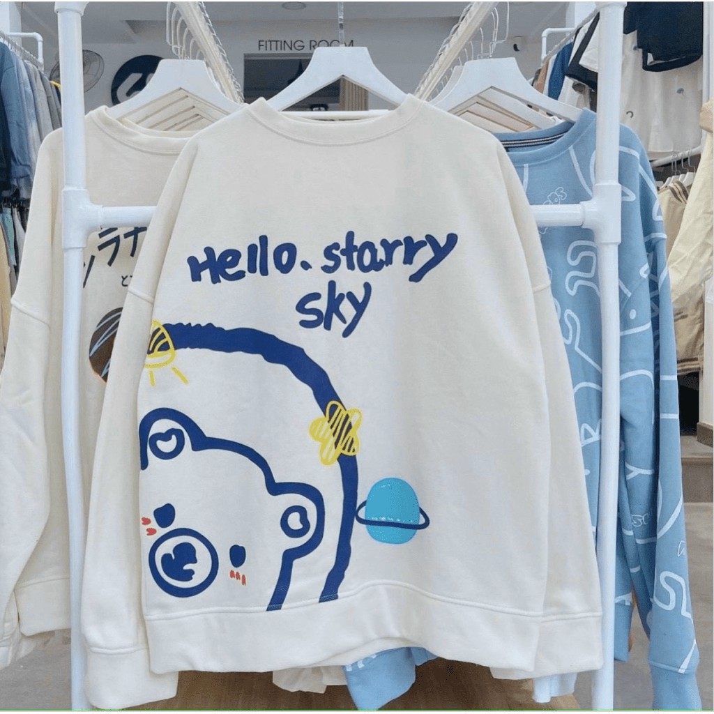 ÁO HOODIE SWETER  NAM NỮ FOM RỘNG HELO SKY CHẤT LIỆU CAO CẤP THỜI TRANG