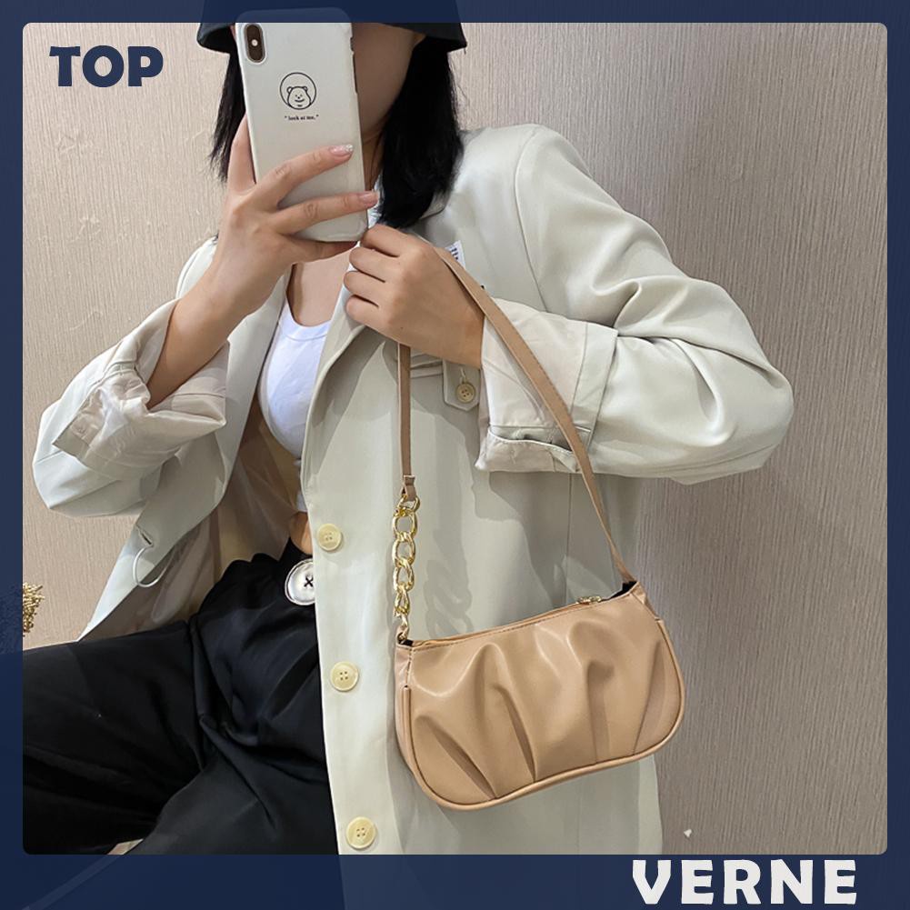 Túi Đeo Vai / Kẹp Nách / Túi Xách / Túi Xách Bằng Da Pu Xếp Ly Phối Dây Xích Thời Trang Cho Nữ