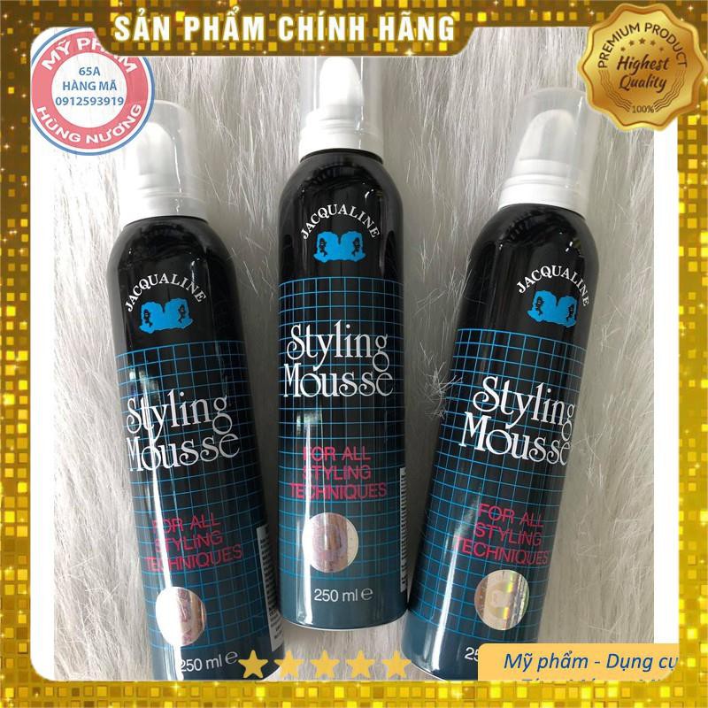 Jacqualine Styling Mousse dạng bọt, chai màu đen, tạo kiểu tóc cứng dành cho nam, nữ 250ml