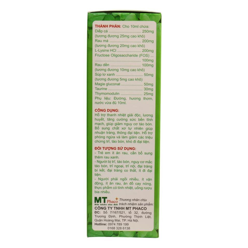 Diếp Cá Vương GOLD - Hỗ trợ Táo Bón Cho Bé - Dạng siro ngọt 20 ống x 10ml