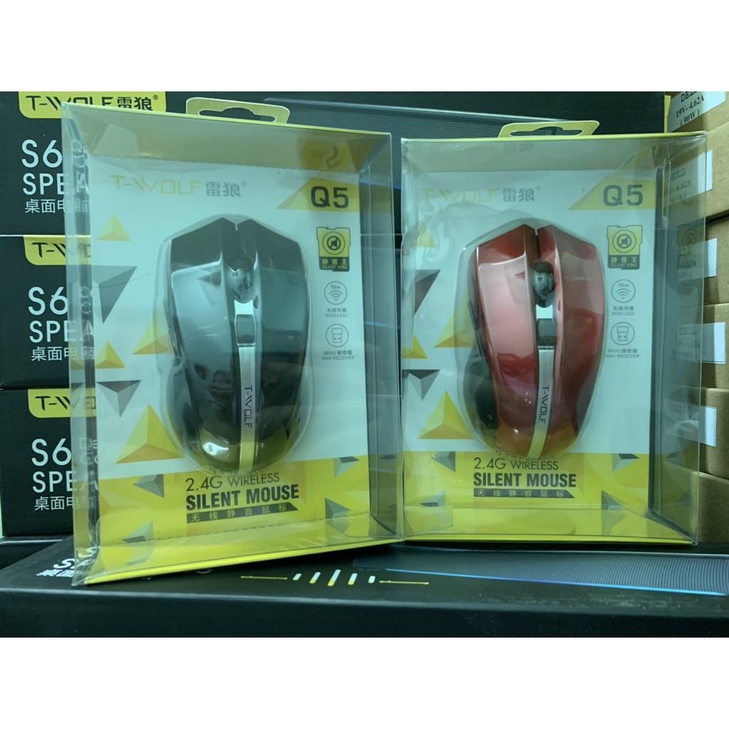 Chuột Không Dây Máy Tính Wireless T-WOLF Q5 Click Chống Ồn Slient Kết Nối 2.4 GHZ 800-1800DPI Phù Hợp Sử Dụng Văn Phòng