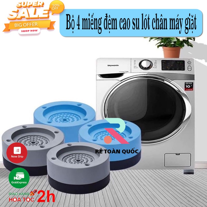 [HOT DEAL GIẢM GIÁ] Bộ 4 miếng đệm Lót Chân Máy Giặt chống rung, chống ồn Chất Liệu Cao Su