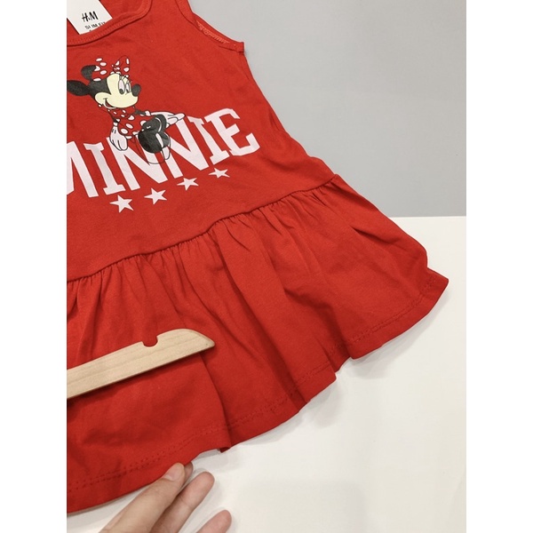 Bán sỉ Sét 2 váy cotton micky nơ đỏ màu đỏ- kẻ cho bé gái