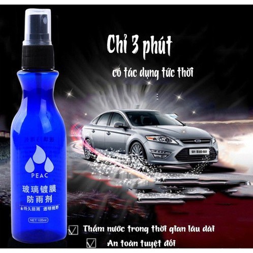 Chai xịt nano chống thấm nước gương, kính xe ô tô - bình phun không bám bẩn đọng nước, sương kính xe hơi khi trời mưa0