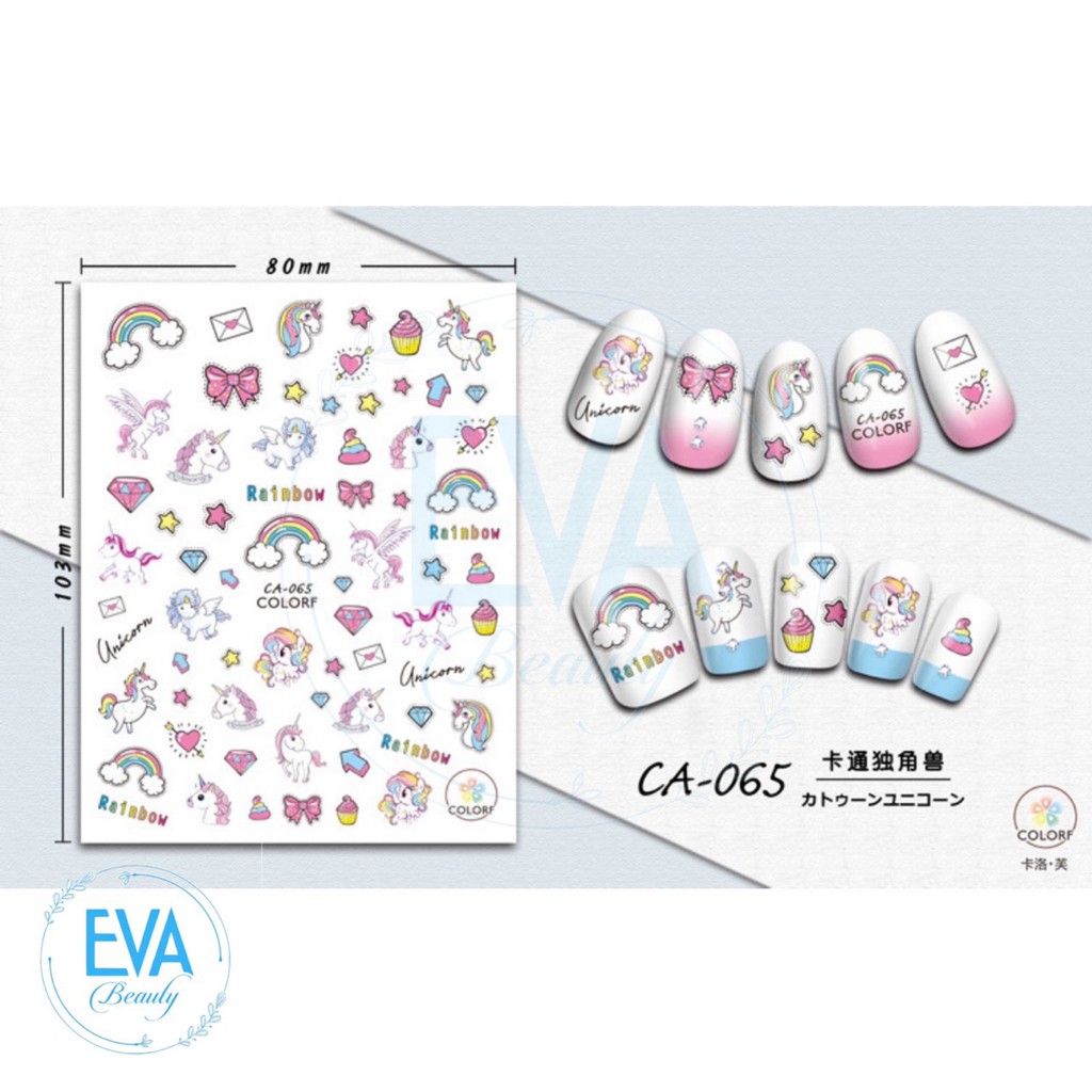 Decal Dán Móng Tay 3D Nail Sticker Tráng Trí Hoạ Tiết Ngựa Pony Thiên Thần CA065 - CA068