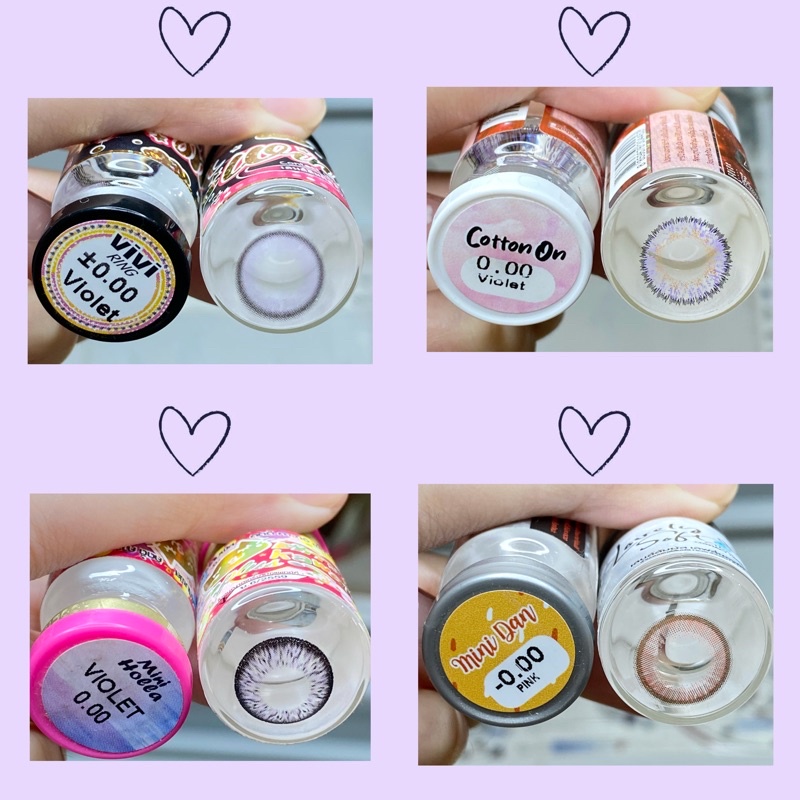 40 mẫu lens Tím - Hồng (violet/pink) không độ