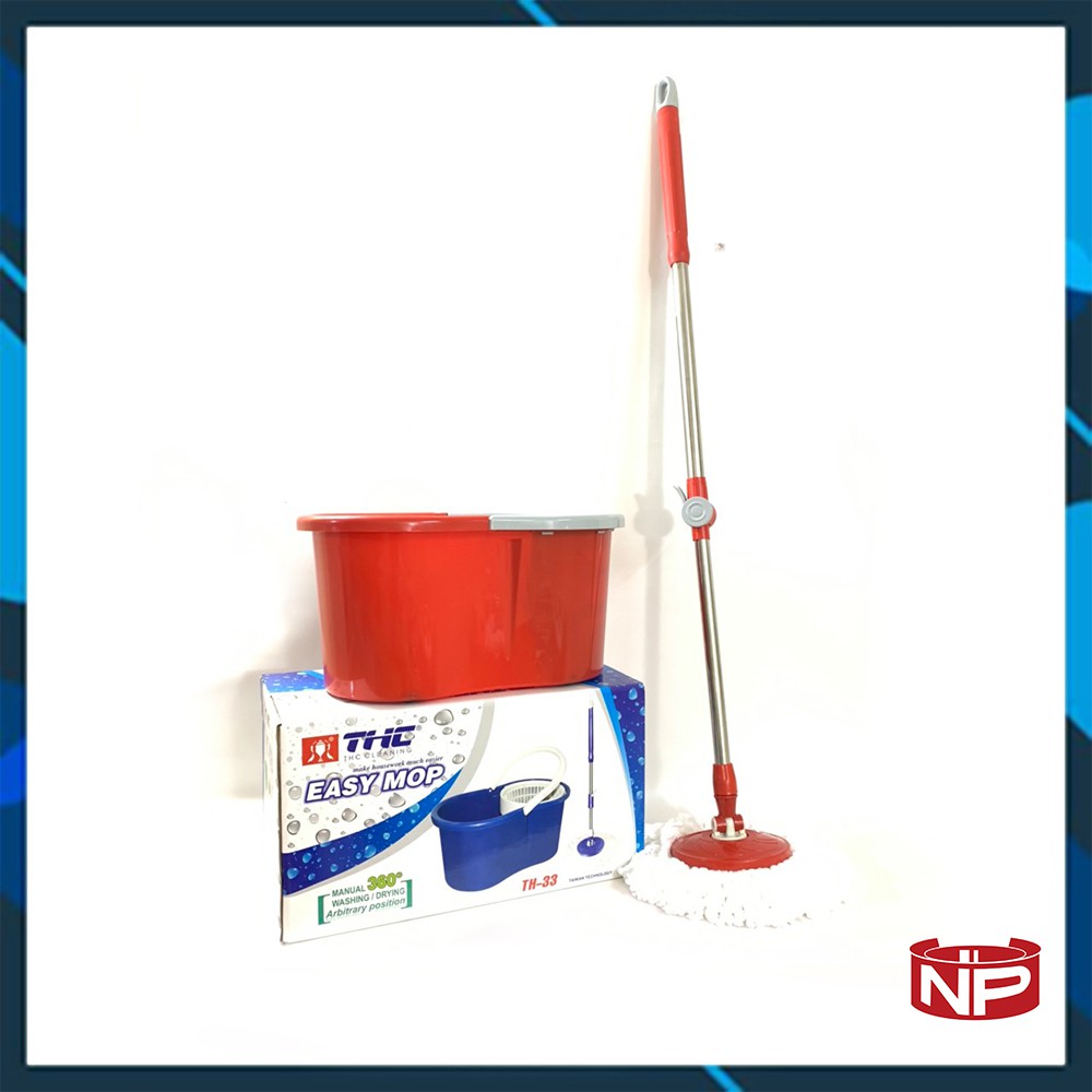 Bộ cây lau nhà thông minh 360 độ tự vắt THC Easy Mop - cây lau inox mâm nhựa