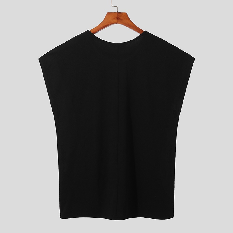 Áo thun INCERUN tay ngắn cổ tròn màu trắng + đen thời trang cho nam