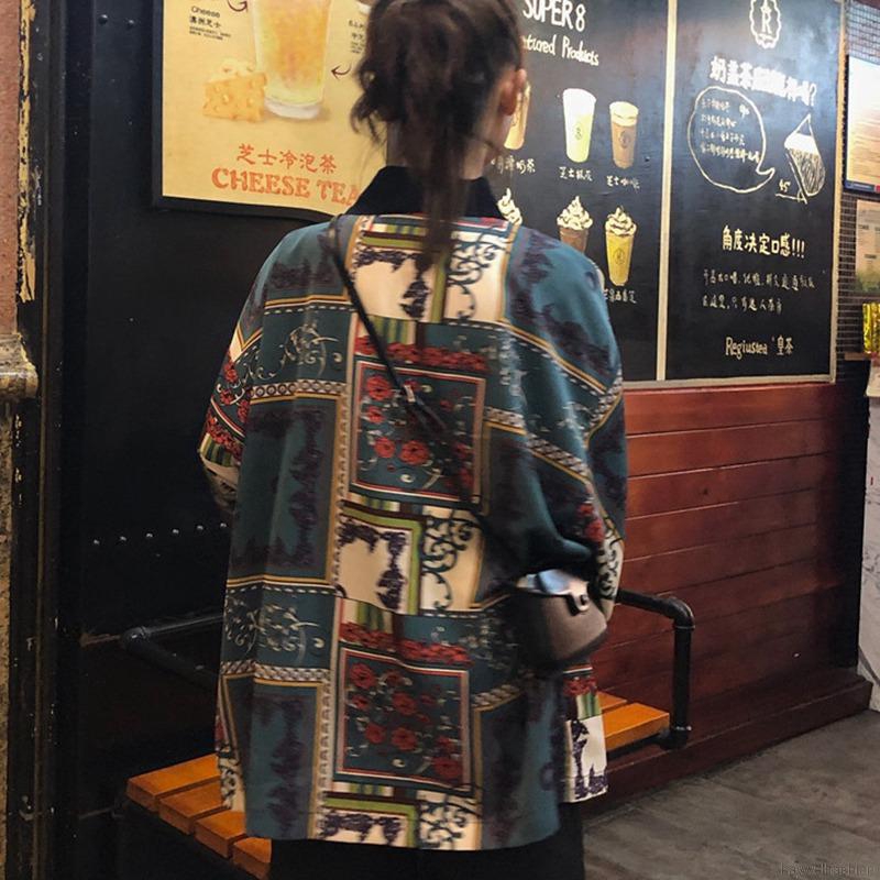 [Baywellfashion]Áo Khoác Kiểu Kimono In Hoa Có Dây Cột Thời Trang Cho Nữ