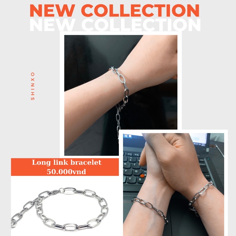 Lắc tay móc xích bản to bằng thép y tế không gỉ