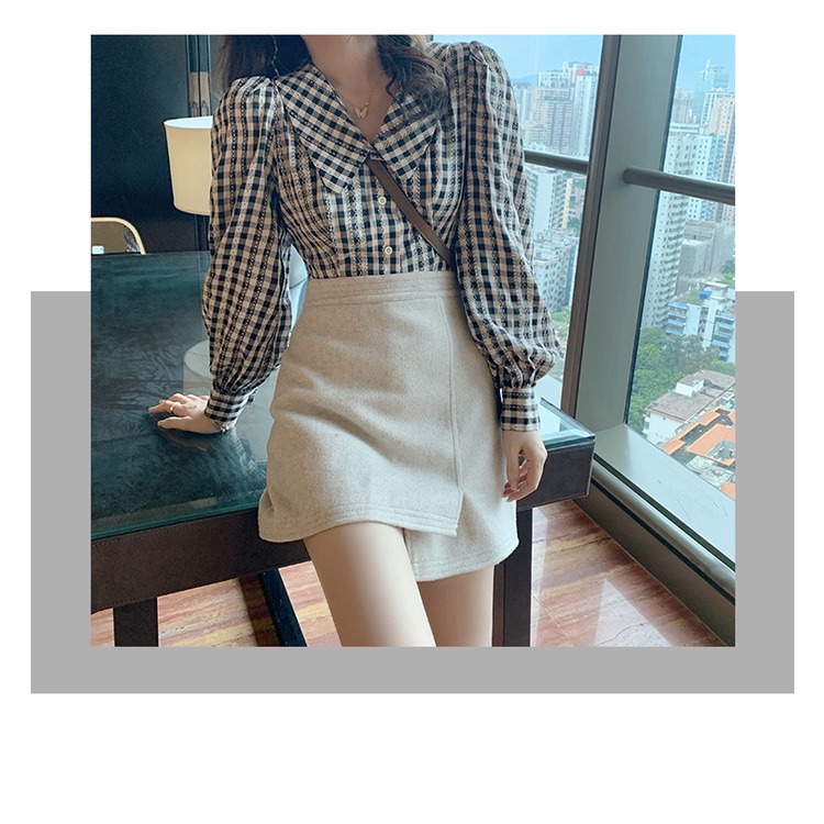 Áo Sơ Mi Nữ Tay Dài Họa Tiết Caro Thời Trang Phong Cách