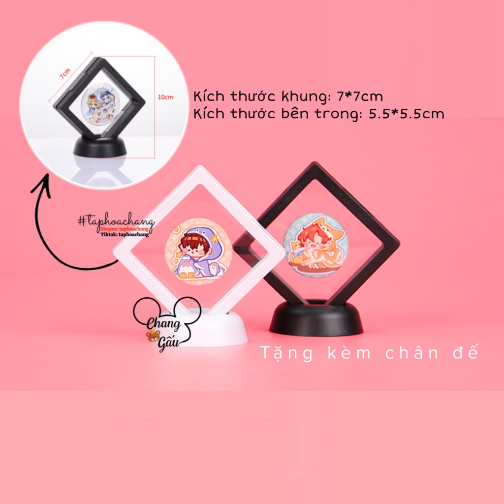 Hộp trong suốt trưng bày Huy hiệu, goods anime, phụ kiện [Tặng kèm đế]