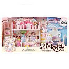 Mô hình ngôi nhà của thỏ có nhiều đồ dùng trong giúp bé vừa chơi vừa khám phá thê giới bên ngoài có tem CQ