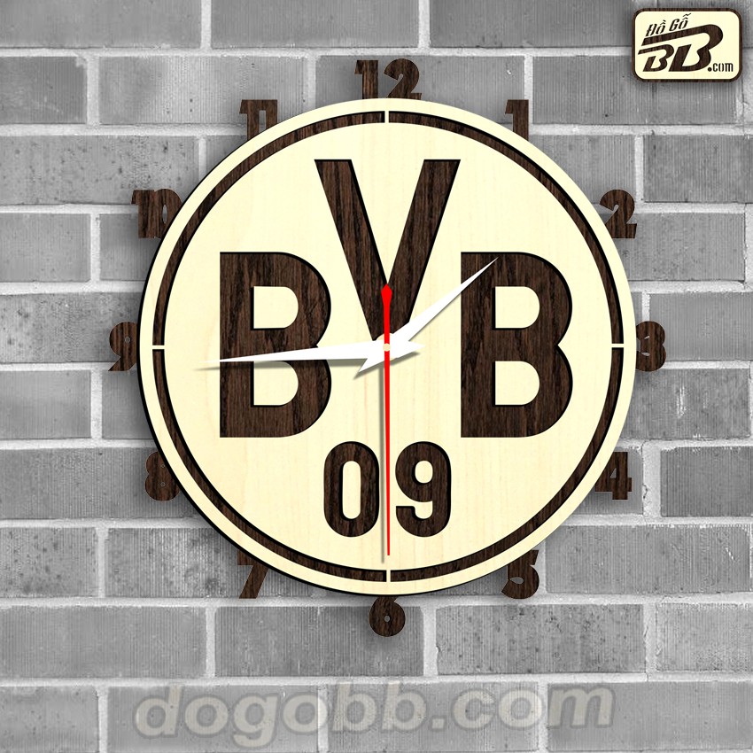 Đồng Hồ Bóng Đá Logo Clb Borussia Dortmund Treo Tường Bằng Gỗ Bền Rẻ Đẹp - Đồ Gỗ BB