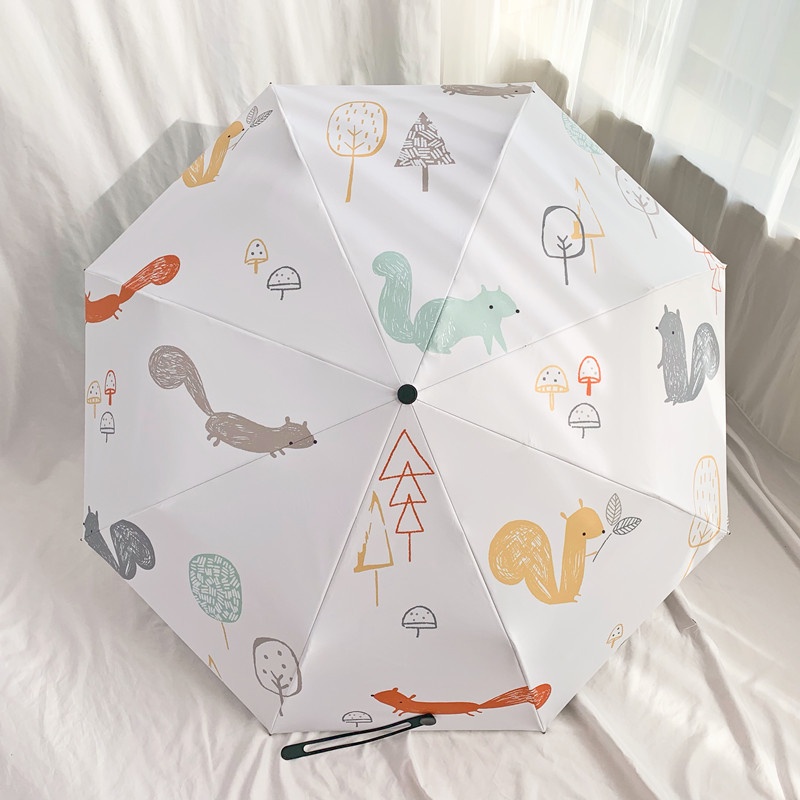 Dù Gấp Tự Động Mini Chống Tia Cực Tím Họa Tiết Chú Sóc Dễ Thương