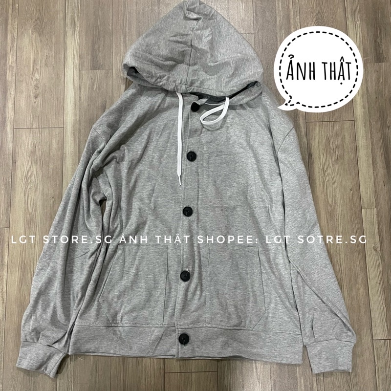 Áo khoác thun cotton [CÓ ẢNH THẬT], áo khoác form rộng nút gài xinh xắn 63