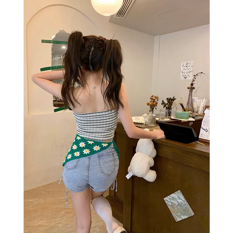 【ZHELIHANGFEI】Áo Thun Ngắn Tay Họa Tiết Kẻ Sọc Thời Trang Quyến Rũ Cho Nữ