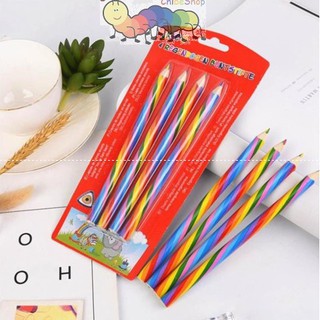Bút chì vẽ 6 cạnh màu cầu vồng