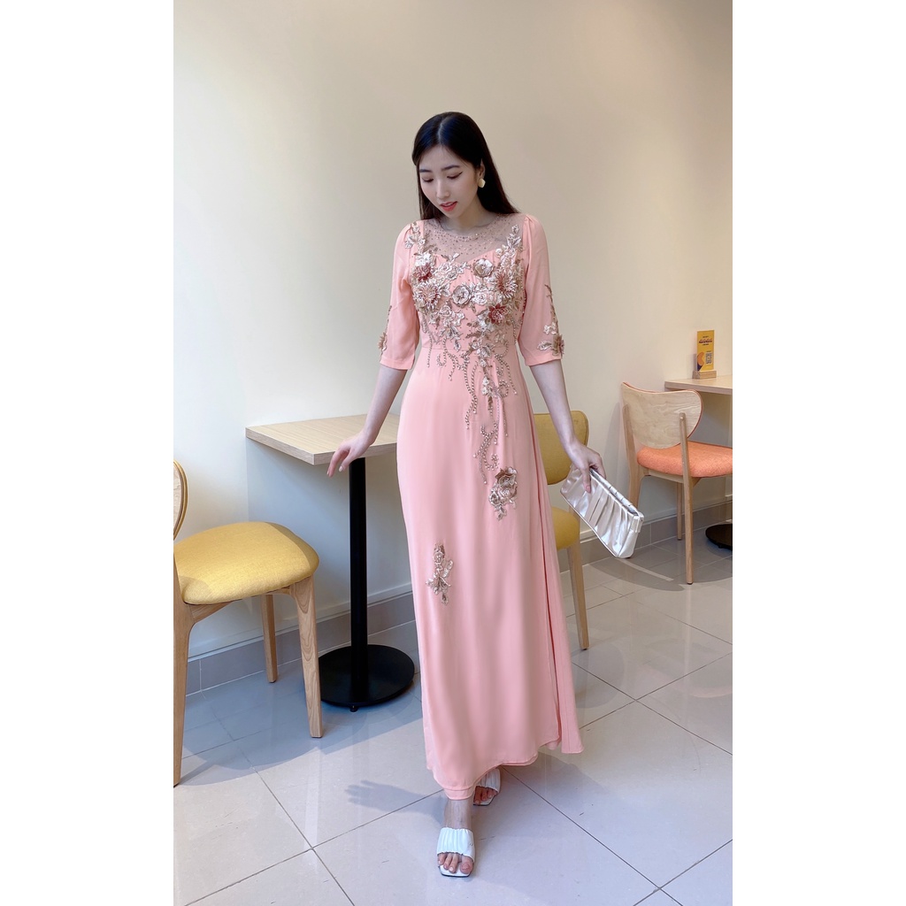 đầm dạ hội dự tiệc nữ cao cấp , thiết kế cao cấp 2 lớp sang trọng phối hoa