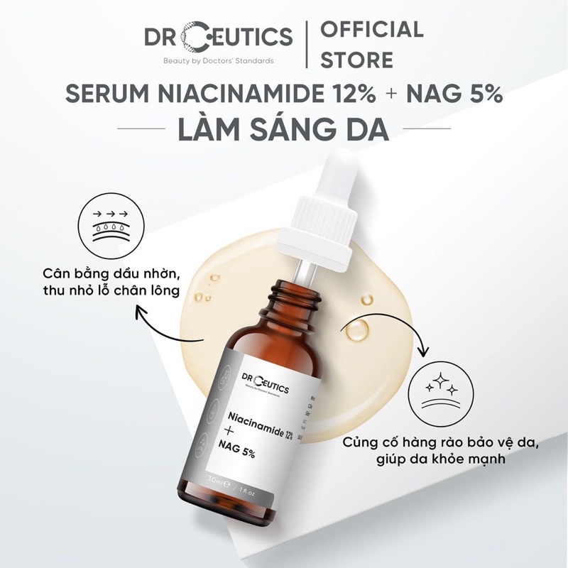Serum Niacinamide DrCeutics Giảm Thâm Sáng Da Kiềm Dầu 30ml 100ml