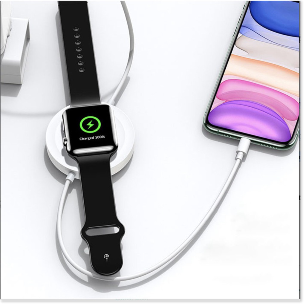 🇳 🇪 🇼®️ Đế sạc không dây 3in1 cho Iphone/Apple Watch/ Airpods tích hợp cáp sạc Lightning USAMS