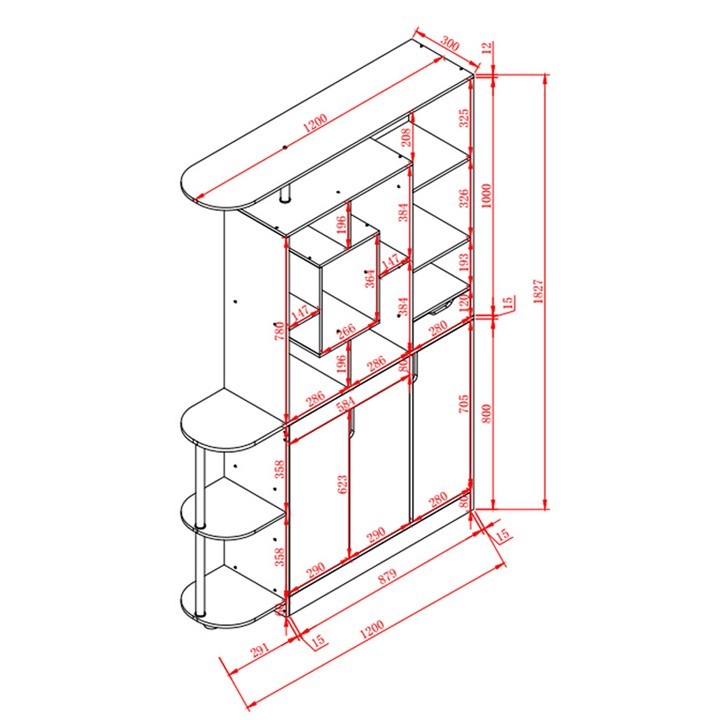 KỆ RƯỢU/ TỦ RƯỢU KIÊM VÁCH NGĂN ĐA NĂNG PHÒNG KHÁCH GỖ MDF PHỦ MELAMINE CAO CẤP CHỐNG THẤM NƯỚC/ TUR053