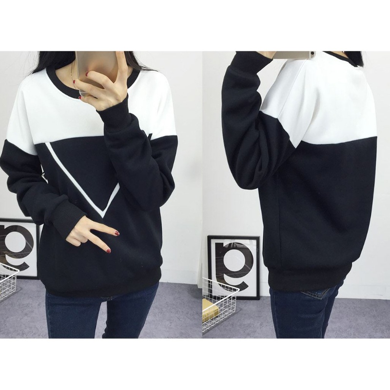 Áo Hoodie Tay Dài Cổ Tròn In Họa Tiết Tam Giác Xinh Xắn Cho Nữ