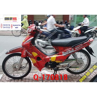 Tem trùm wave đỏ redbull loại nhỏ Thái đời đầu 2002, độ phủ bộ team decal cho xe máy rẻ đẹp