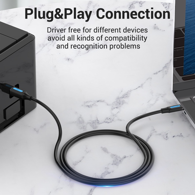 Dây cáp VENTION USB C tốc độ cao 480Mbps tiện lợi dành cho laptop nối máy in